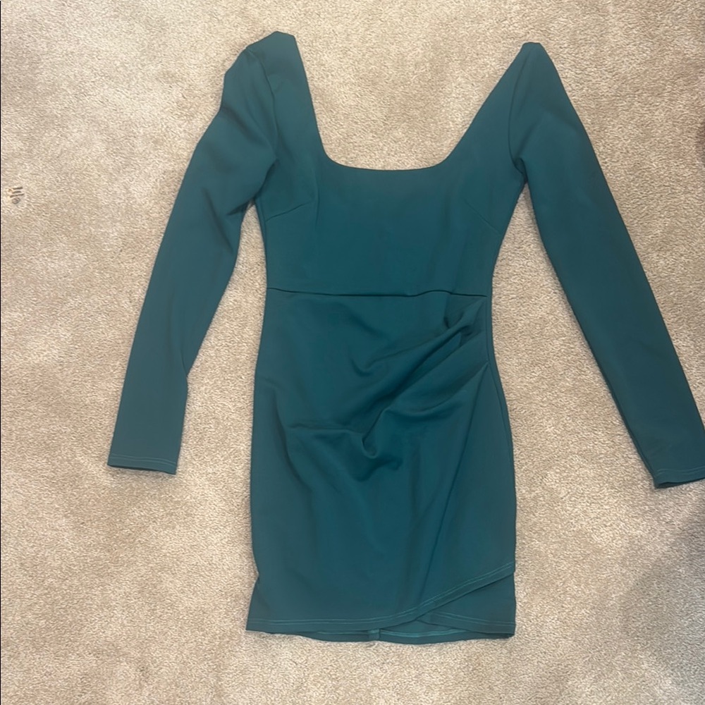 Blue Blush Green Asymmetrical Ruched Bodycon Dress